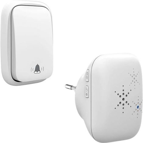 Sonnette Sans Fil Et Sans Pile Extérieur Étanche Ip 65 Neige Pluie Humidité,blanc