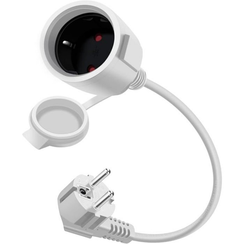 Hualisiji 16a 250v Winkel-schuko-verlängerungskabel, Mini-verlängerungskabel, Kurzes Schuko-2-wechselstromkabel, Weiß, 1,5 M