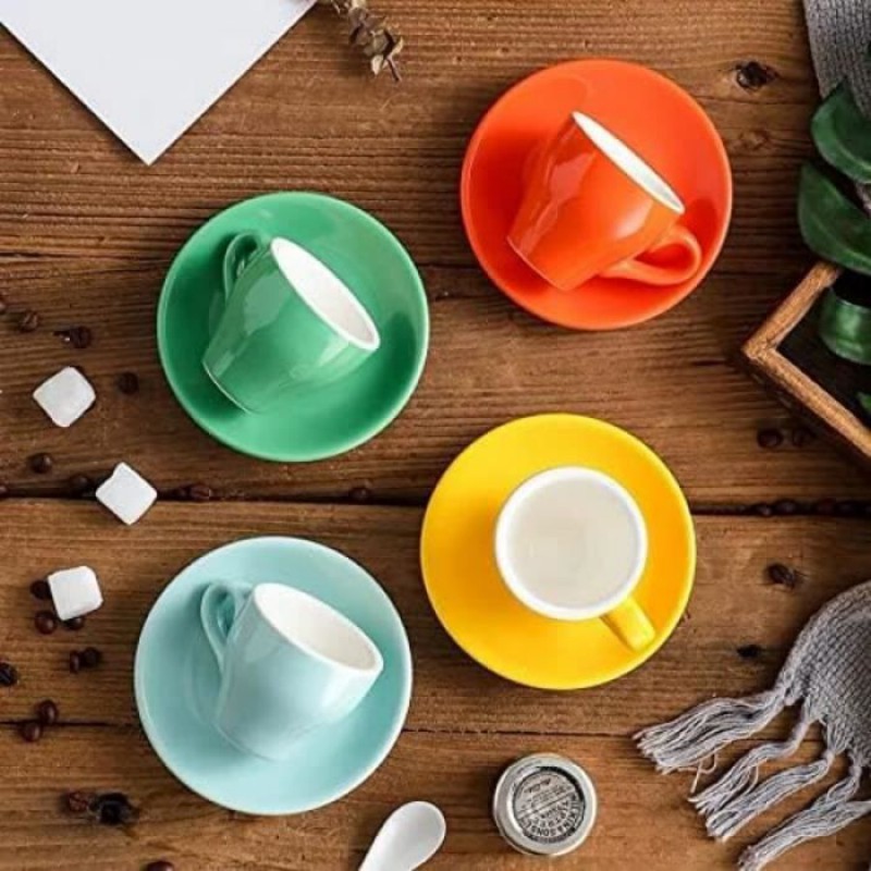 Keramiktassen – Marke – Espressotasse Aus Porzellan Mit Untertasse – 80 Ml Fassungsvermögen – Weiß