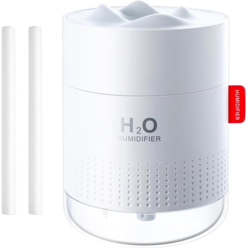 Tragbarer Luftbefeuchter – 500 Ml – Flüsterleise – Automatische Abschaltung – Usb – Weiß – 9,5 X 9,5 X 12,9 Cm