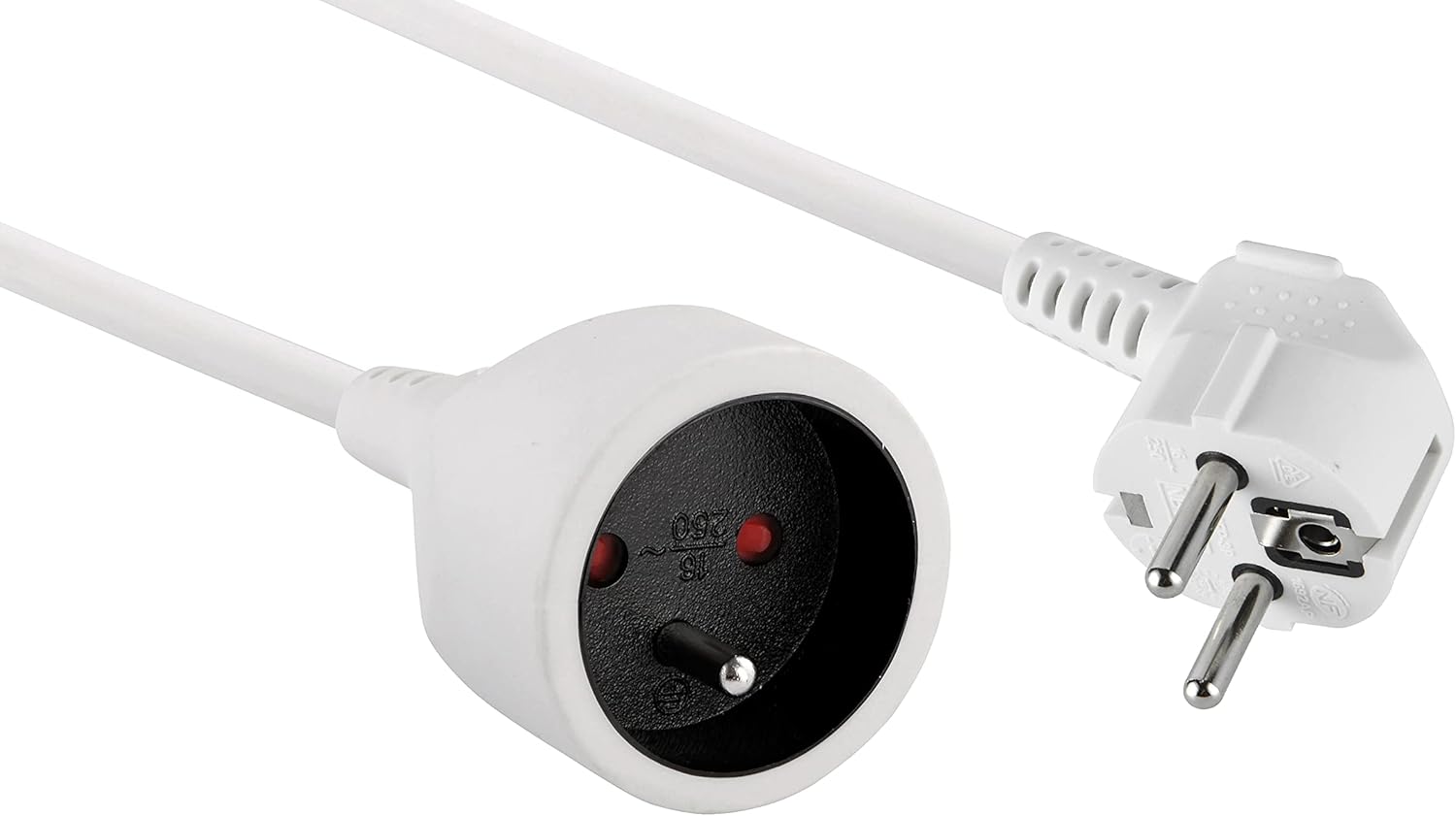 10 M Weißes Verlängerungskabel, 3g 1,5 Mm² Kabel, 16-a-sicherheitsstecker, Für Den Innenbereich
