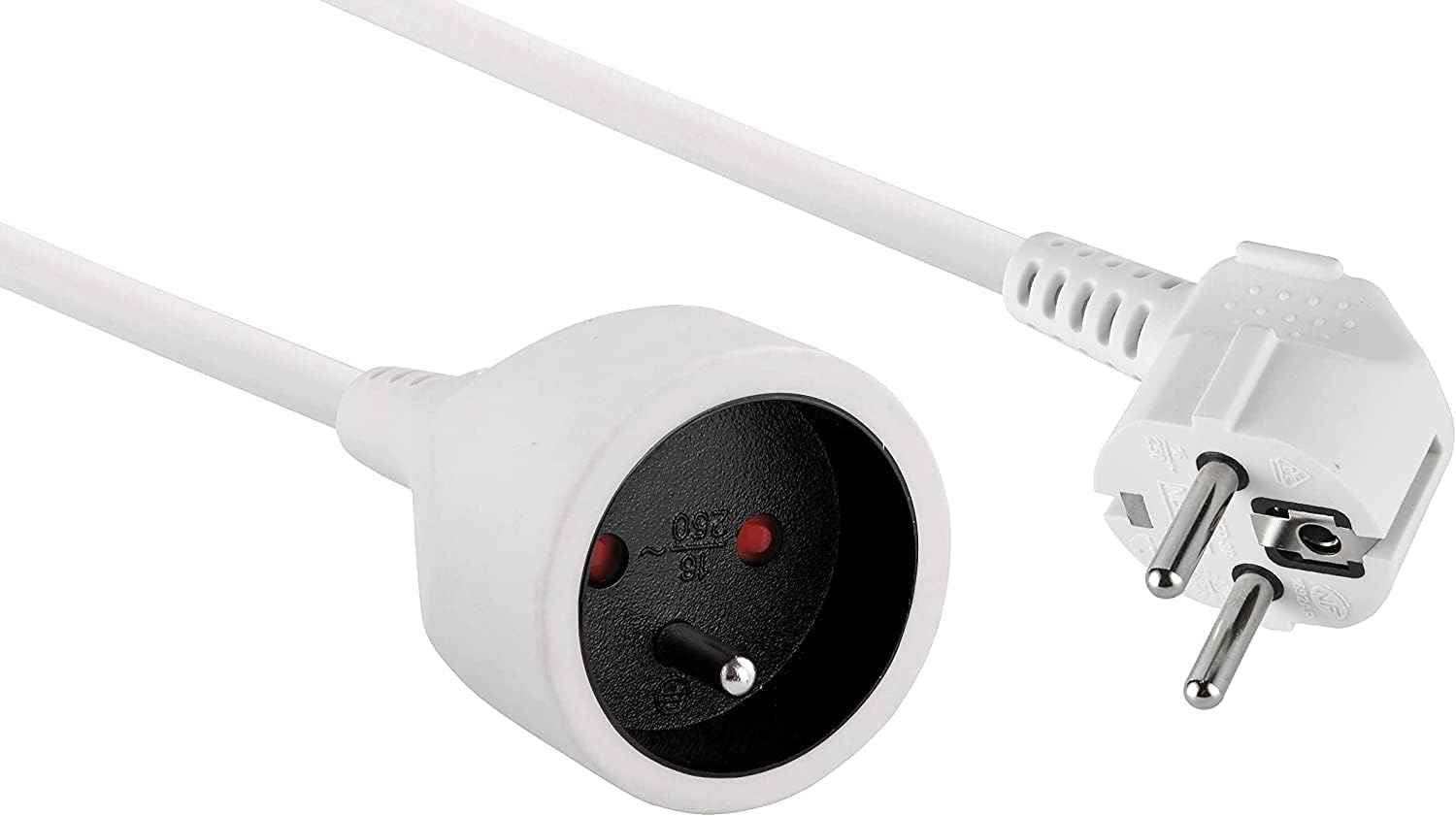 5 M Weißes Verlängerungskabel, 3g 1,5 Mm² Kabel, 16-a-stecker, Kindersicherung, Für Den Innen- Und Außenbereich