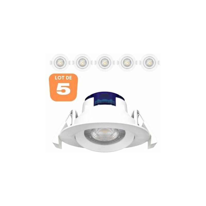 Set Mit 5 Runden, Weißen Led-einbaustrahlern, 5 W, Ip20, 4000 K