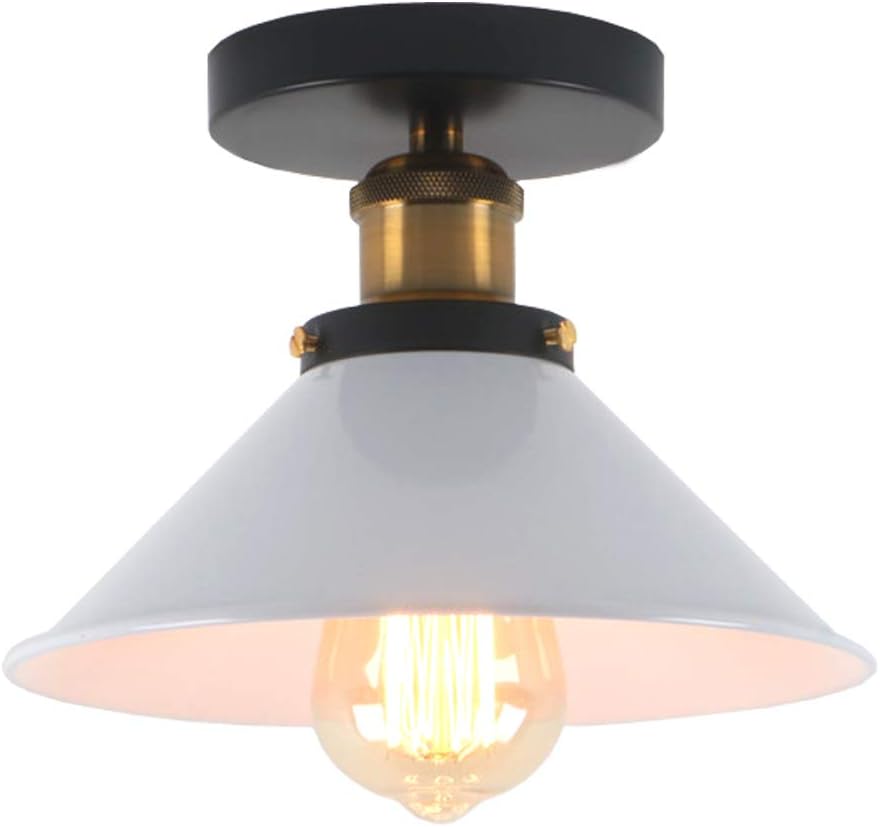 Industrielle Deckenleuchte – 1 Stück – Weißes Metall Im Vintage-stil – E27-fassung, Max. 60 W – Wohnzimmer, Küche, Flur – Durchmesser 22 Cm