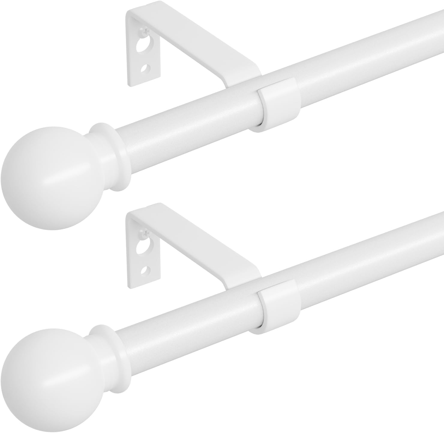 Weißes Gardinenstangen-set, 2er-pack – Ausziehbares Metall, 80–157 Cm – Stabile 16-mm-halterung – Für Transparente Gardinen Und Vorhänge –