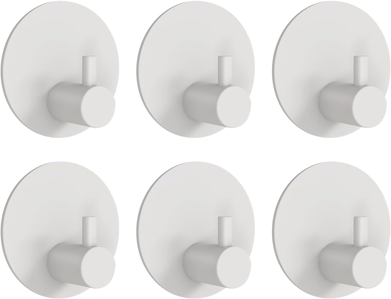 Klebehaken Für Die Wand – 6 Stück – Edelstahl 304, Weiß – Robust, Bohrfreie Montage – Für Bad Und Küche – Elegantes, Rundes Design