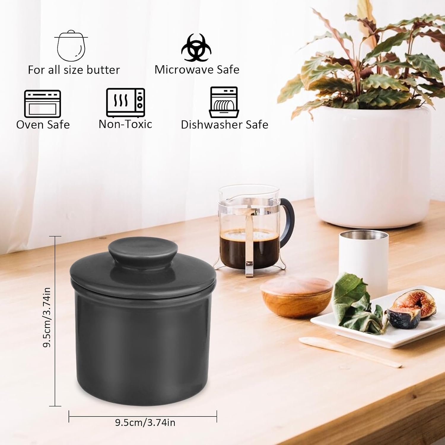 Beurrier En Céramique - Design Français Classique - Conserve Le Beurre Frais Et Tartinable - Idéal Pour Le Petit-déjeuner, La Cuisine Et La Table -