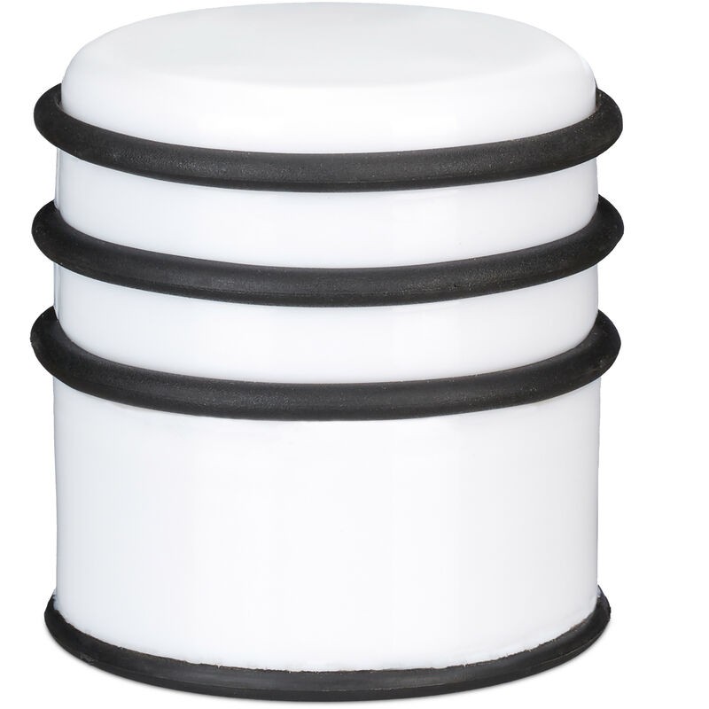 Relaxdays Butoir De Porte Pour Sol, Portes Et Fenêtres, ∅ 7 Cm, 3 Cercles Caoutchouc, Courants D'Air, Blanc