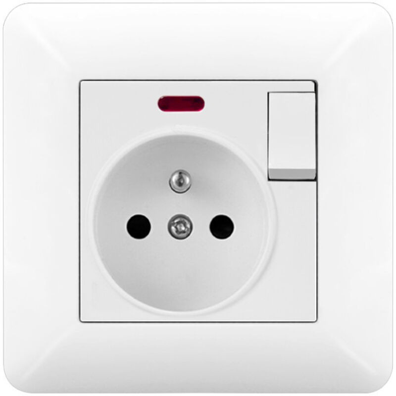 1 Pièce Prise Électrique Murale 16a Avec Interrupteur Et Led – Prise Encastrable 240v Norme Française Blanc