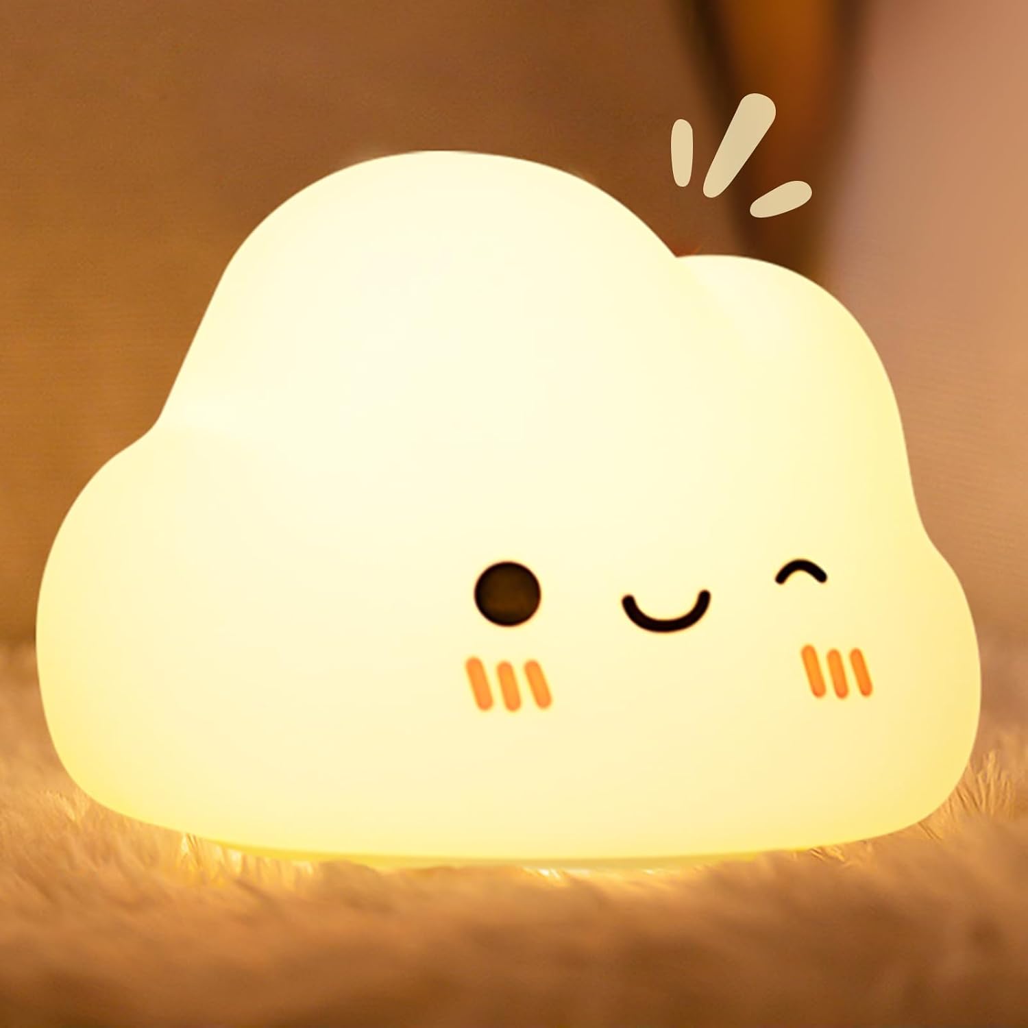 Baby-wolken-nachtlicht, Wiederaufladbares Kindernachtlicht, 7 Farben, 3 Helligkeitsstufen, Nachttischlampe Für Kinder, Kinderzimmerdekoration, Weiß