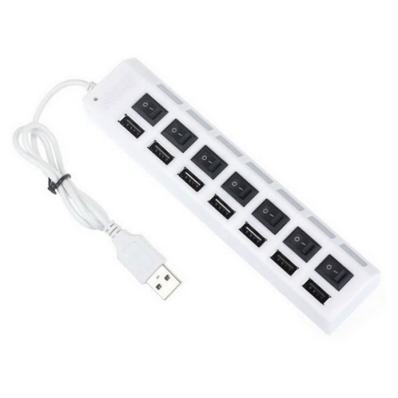 Steckdosenleiste Mit 7 Usb-anschlüssen, High Speed 2.0. Hubs Weiß.