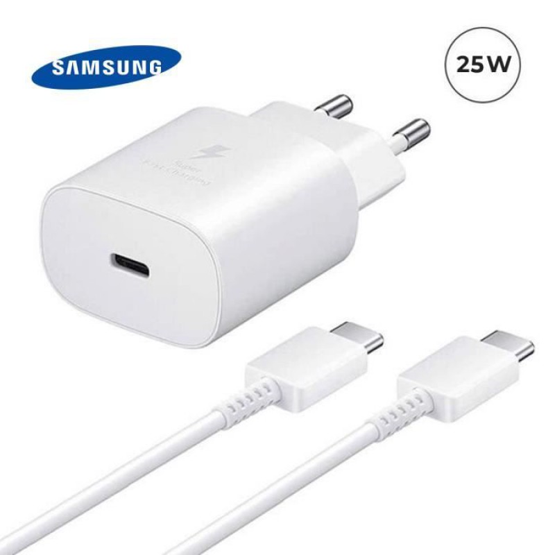 25-w-ultra-schnellladegerät, Original Samsung Netzteil + Usb-c-zu-usb-c-kabel Für Samsung Galaxy A11 6,4" – Weiß