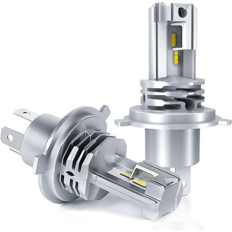 Lot De 2 Ampoules Led H4, Blanc 6500k, Pour Phares De Voiture 12v-24v (feux De Croisement/route).