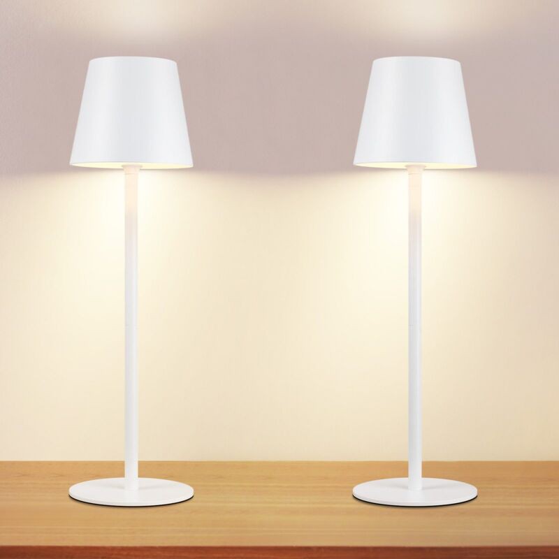 Set Mit 2 Kabellosen Led-tischlampen – Weiß Mit Touch-dimmfunktion, Ip54-schutzart, Wiederaufladbar Über Usb, Schreibtischlampe Für Wohnzimmer,