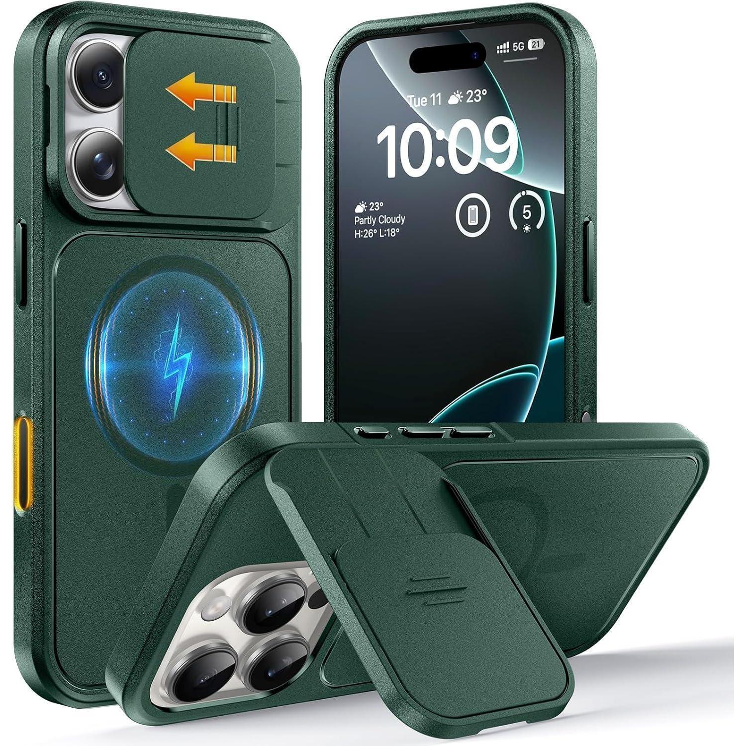 Handyhülle Magsafe Kameraschutz Iphone 16 Pro Ständer Alpengrün