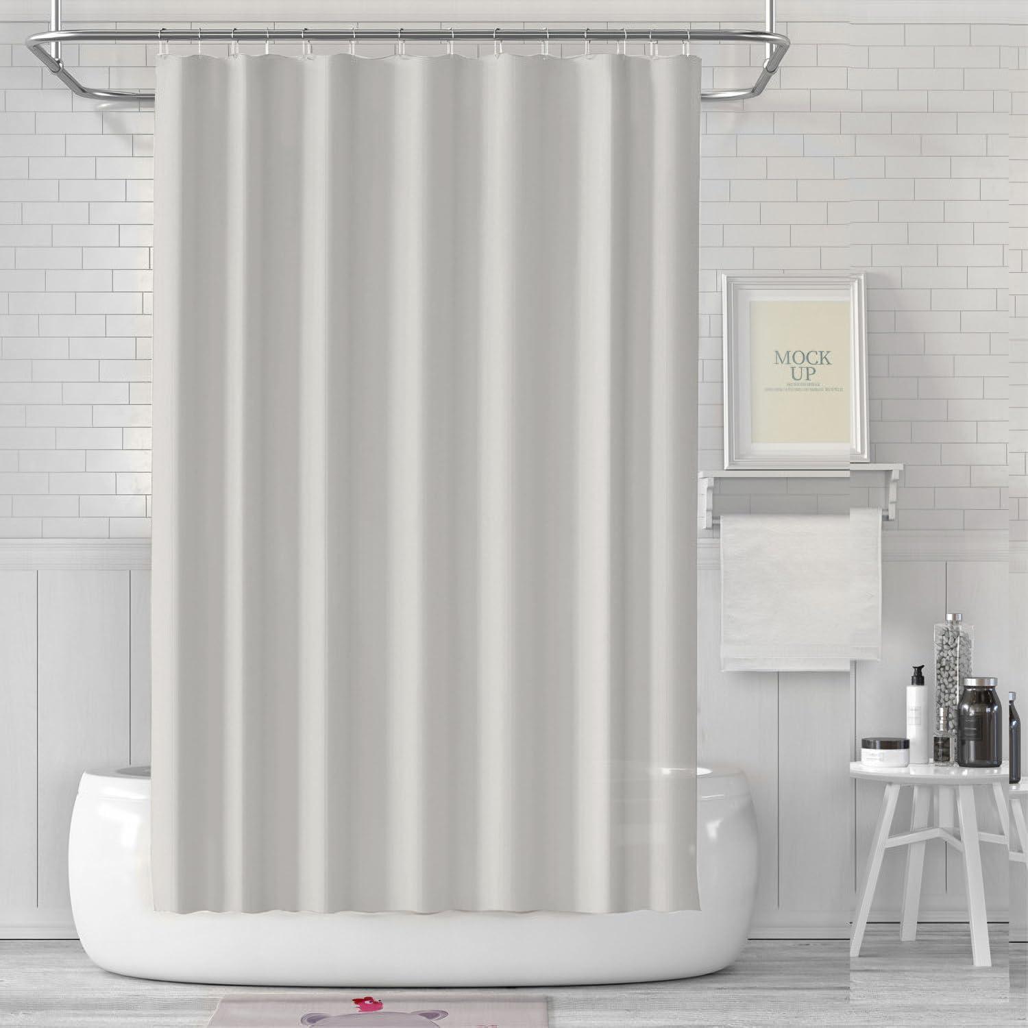 Duschvorhang 180x180 Cm Wasserdicht Stoff Waschbar Beige Peva 12 Ringe
