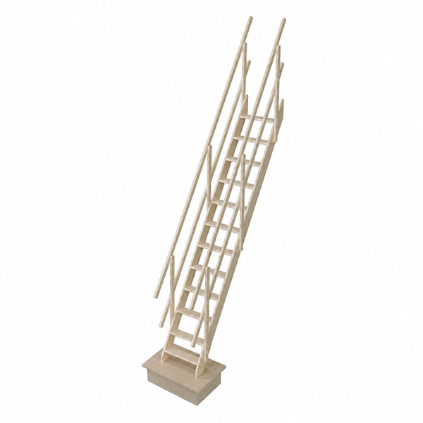 Holztreppe Mit 13 Stufen – Steighöhe 3.00m – 2 Handläufe – Breite 0,52 M - Cottage-p-300-2mc