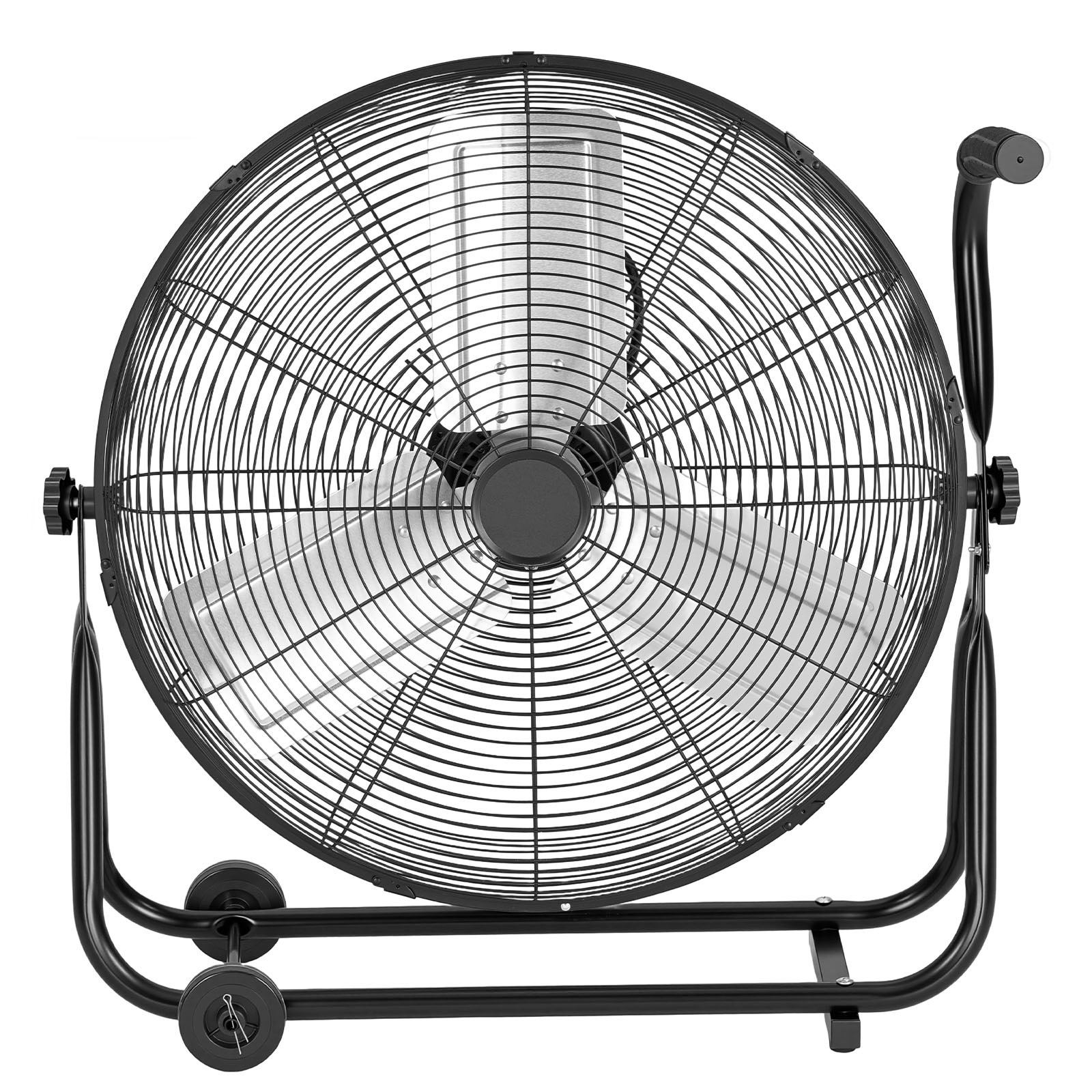 Mophorn Bodenventilator Ø609,6 Mm, 360° Neigbarer Standventilator Mit 3 Geschwindigkeitsstufen, Tragbarer Trommelventilator Mit Griff, Rollen Und 1,6 M Kabel, Ideal Für Garage Und Lager