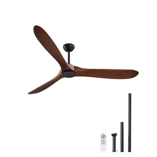 180 Cm Deckenventilator Ohne Licht, 6-gang-fernbedienung, 3 Holzflügel, Umkehrbarer Gleichstrommotor, Außenventilator Für Schlafzimmer, Wohnzimmer, Terrasse, Innen-/außenbereich, Walnuss