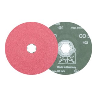 PFERD TOOLS COMBICLICK Keramikkorn Fiberscheibe Ø 125 mm CO50 für hohen Abtrag auf Stahl