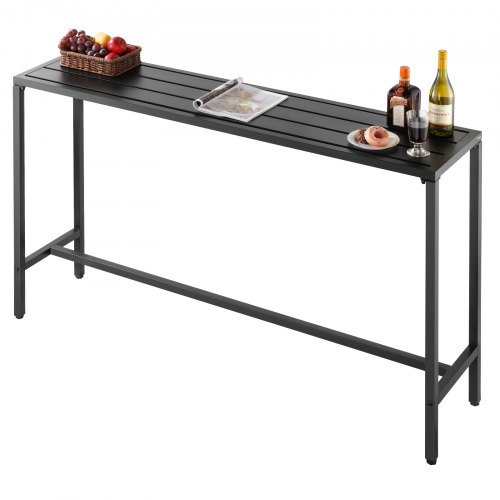 Bartisch, 1600 X 375 X 980 Mm, Bistrotisch, Stehtisch Mit Metallgestell, Rechteckige Esstische, Küchentisch, Tresentisch, Partytisch, Gartenmöbel Für Balkon, Garten, Poolrand