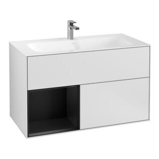 V&B Waschtischunterschrank Finion Reg li bla m lacquer, White matt lacquer
