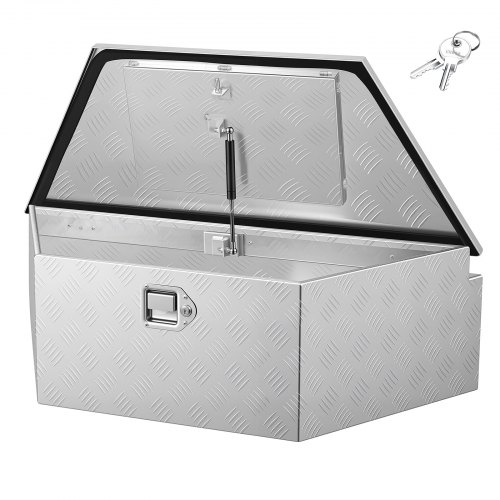 Deichselbox Truckbox 990 X 419 X 305 Mm Aluminium, 50 Kg Belastbare Werkzeugaufbewahrungsbox Mit Schloss & Schlüsseln, Anhängerbox Für Pickup-ladeflächen Wohnmobile Suvs Geländewagen, Silbern