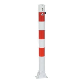 Schake Absperrpfosten Typ 476UZ, umlegbar, zum Aufdübeln + Profilzylinder, Ø 76mm, feuerverzinkt
