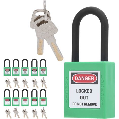 10er-pack Sicherheitsschlösser, 1,5 Zoll, Nylon-sicherheitsschloss, Isolierschloss, Elektroschloss, Bahnhofsschloss (grün)