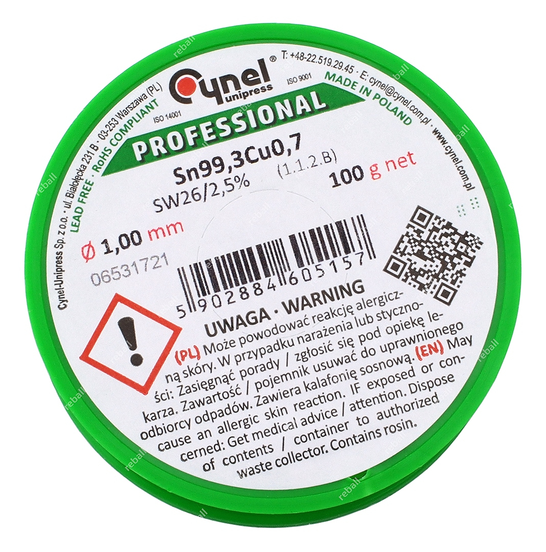 Lötzinn Cynel Lc99.3 Sw26 Bleifrei 100 G