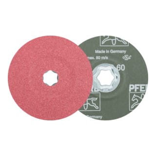 PFERD TOOLS COMBICLICK Keramikkorn Fiberscheibe Ø 125 mm CO60 für hohen Abtrag auf Stahl