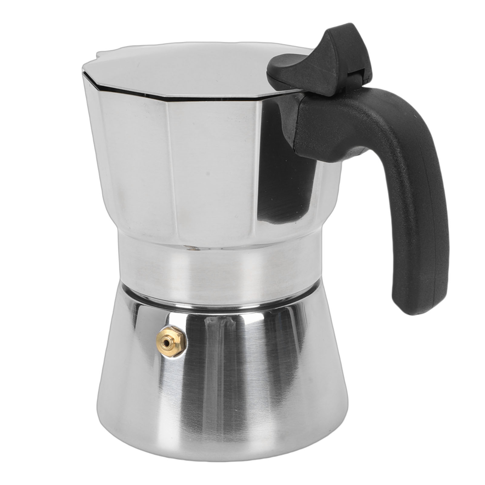 Achteckige Espressokanne Aus Edelstahl Im Italienischen Stil, Für Zuhause Und Unterwegs, Leicht Zu Reinigen, 3 Tassen À 150 Ml.
