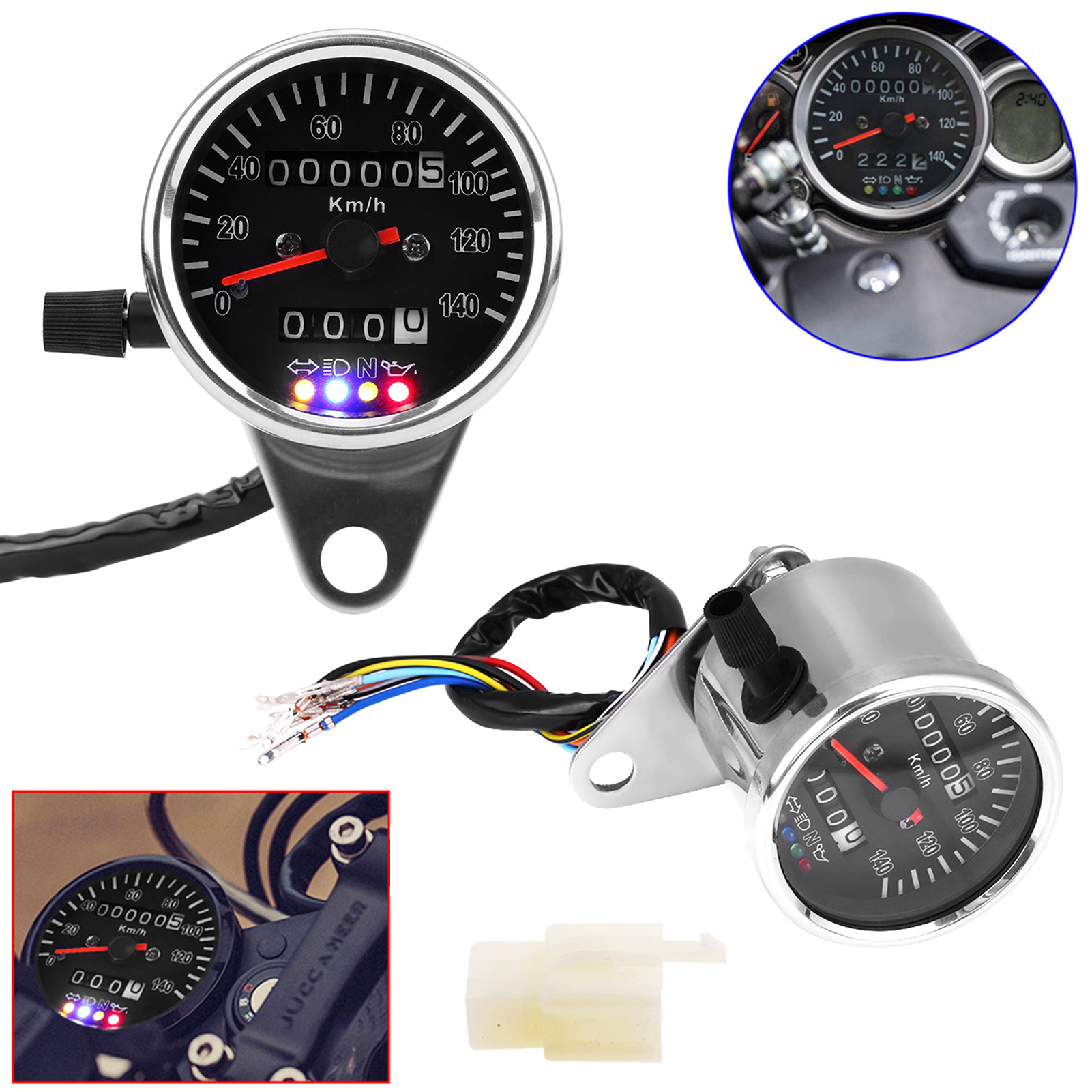 Mechanischer Tachometer Für Custom Cafe Racer Motorräder Mit Led-anzeige, 140 Km/h Kilometerzähler