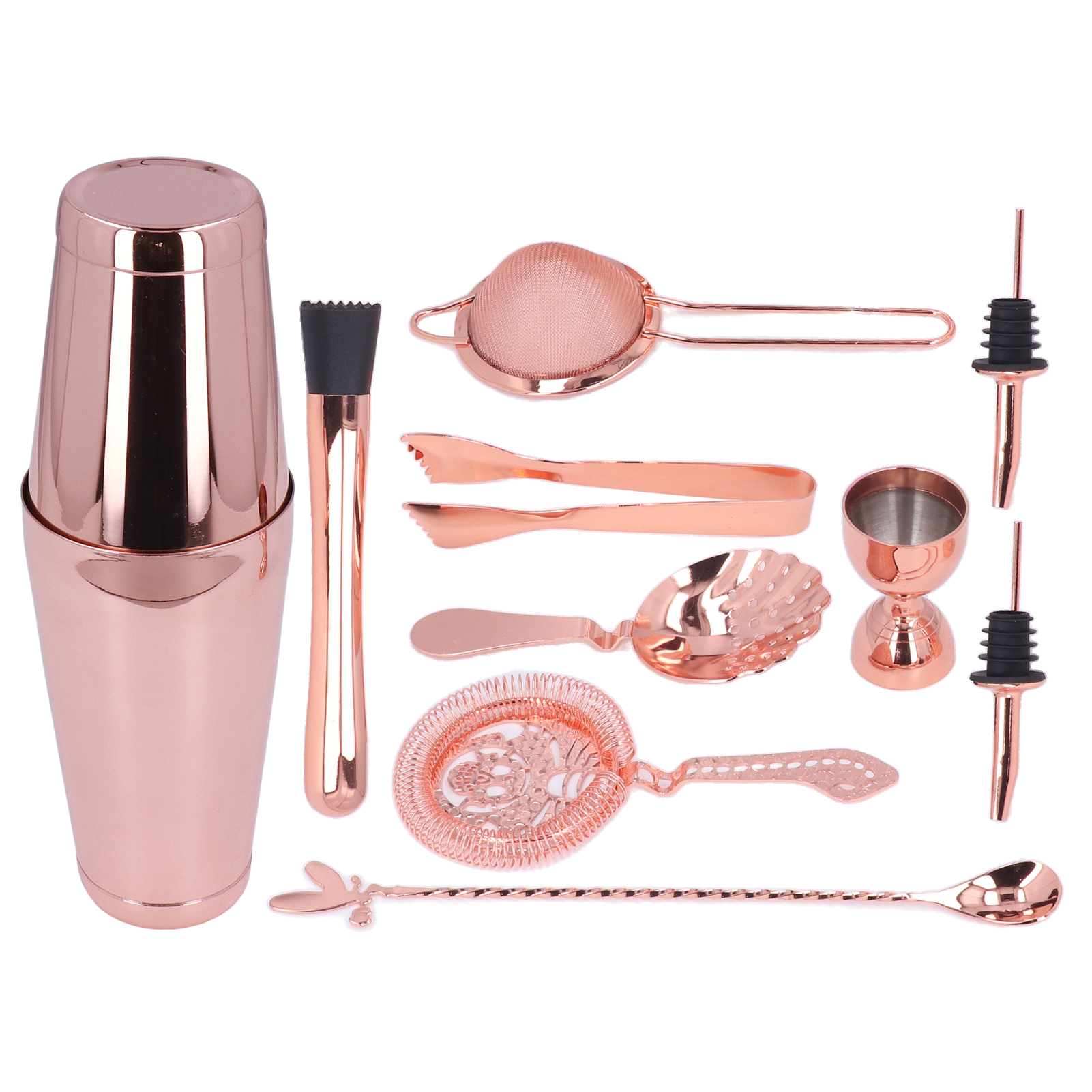 Cocktailshaker-set Aus Edelstahl, Getränkemixer, Haushaltsmixer, Roségold, 11-teilig