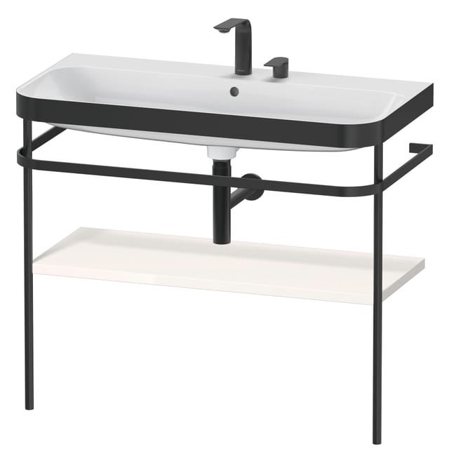 Duravit Möbelwaschtisch-Kombi Happy D.2 Plus 97,5x49cm, 2 HL, we hgl, m Metallkonsole