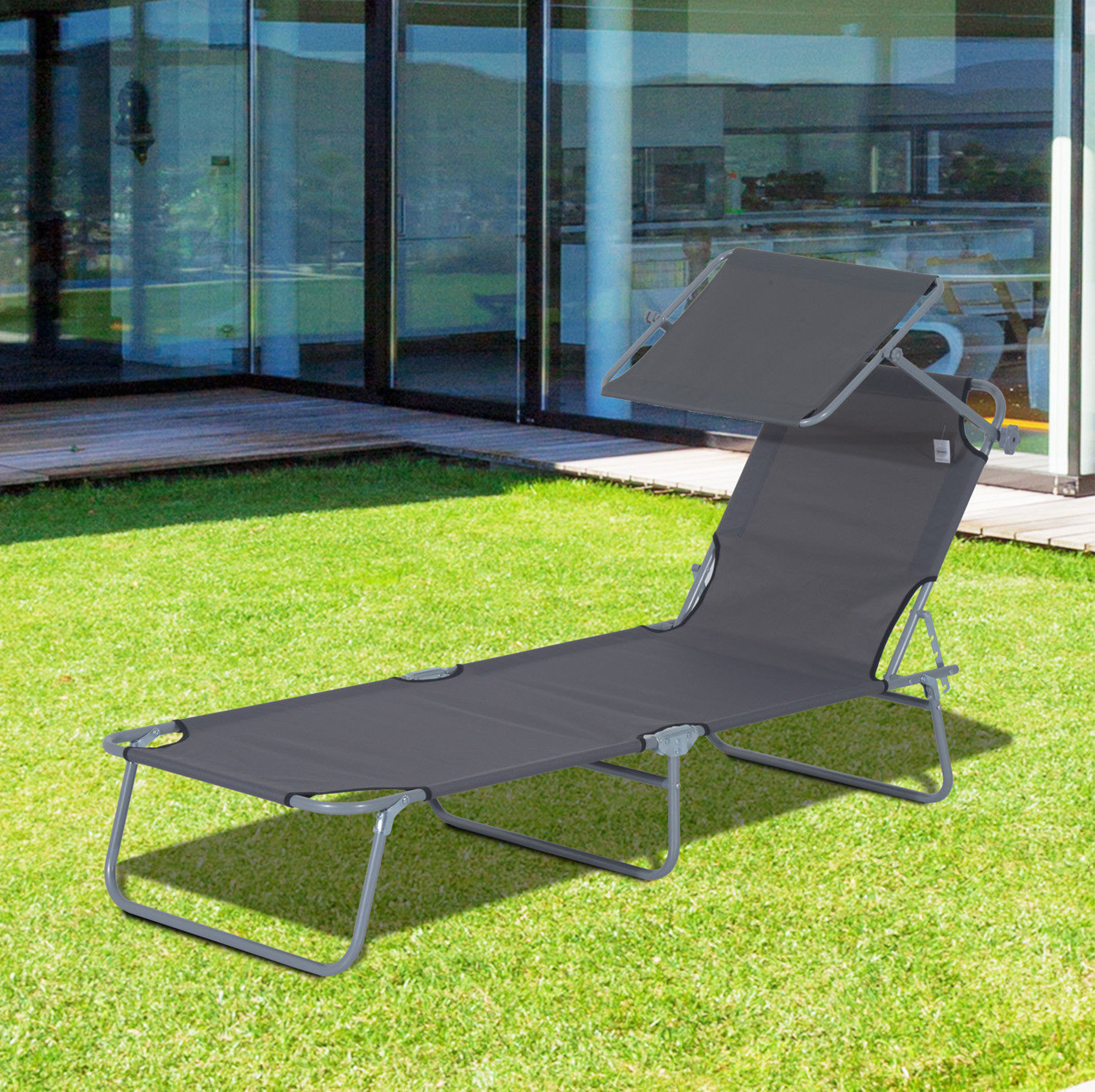 Sitzmöbel Liegestuhl Klappbar Metall Grau 187 Cm Havrya