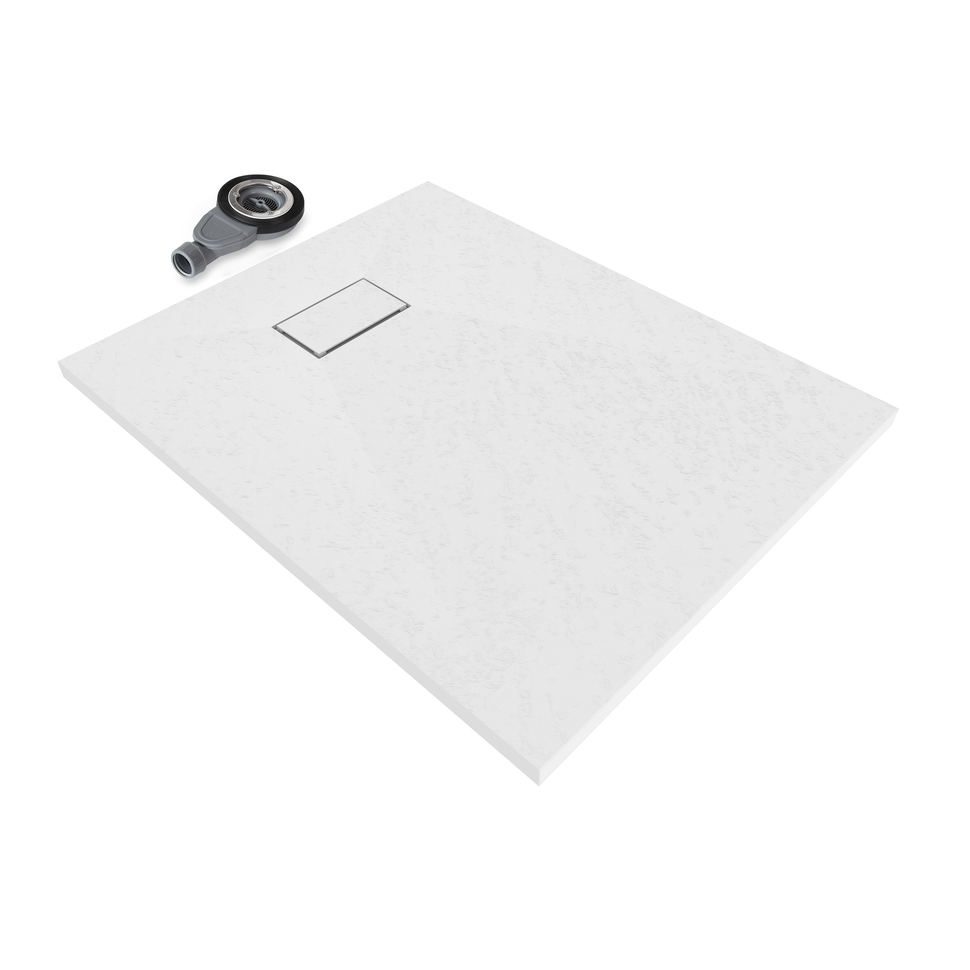 I-flair Weiße Smc Duschwanne – 26 Mm Flach Inkl. Ablaufgarnitur Mit Deckel 100x70 Cm