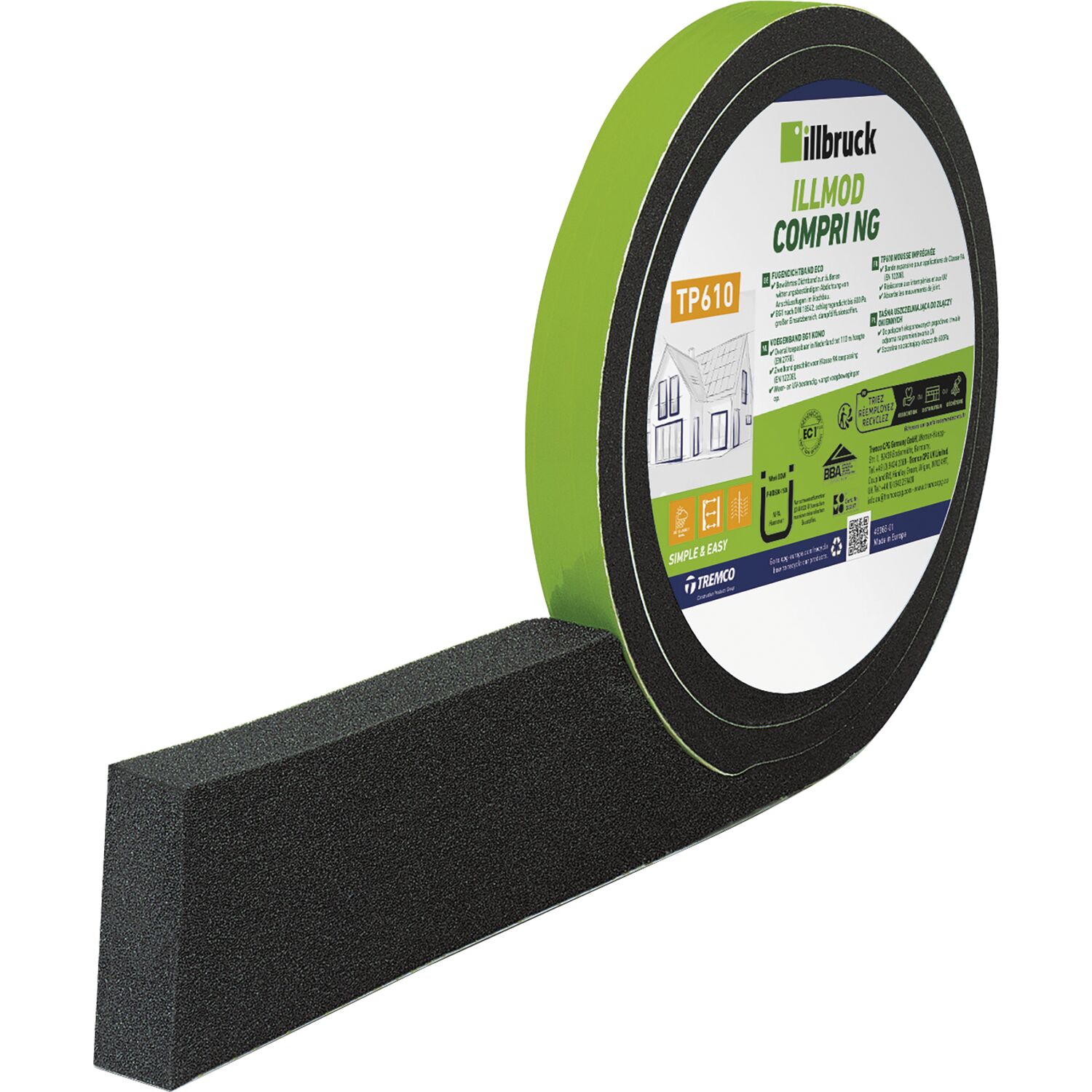 Illbruck Fugendichtband Tp610 Illmod Compri Ng Fensterdichtband Für 20mm Fugentiefe, Fugenbreite 3-4mm, 7 Meter, Anthrazit