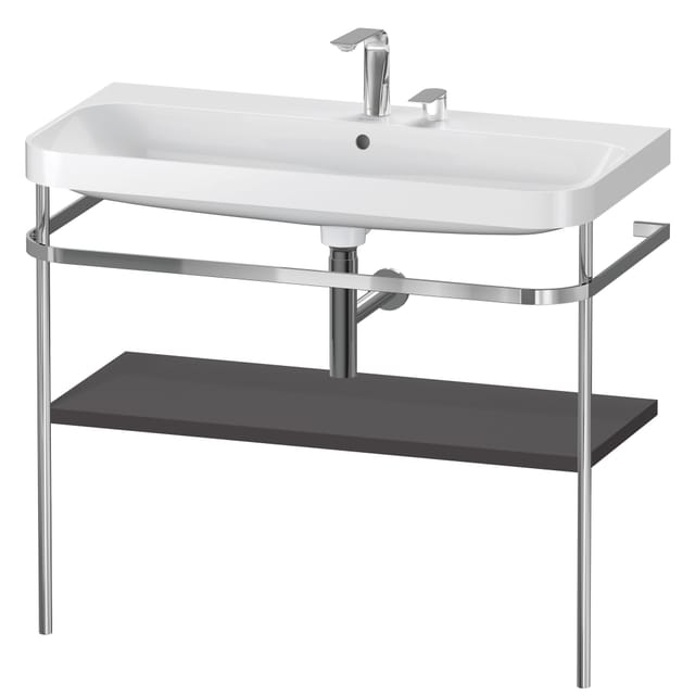 Duravit Möbelwaschtisch-Kombi Happy D.2 Plus 97,5x49cm, 2 HL, graph matt, m Konsole