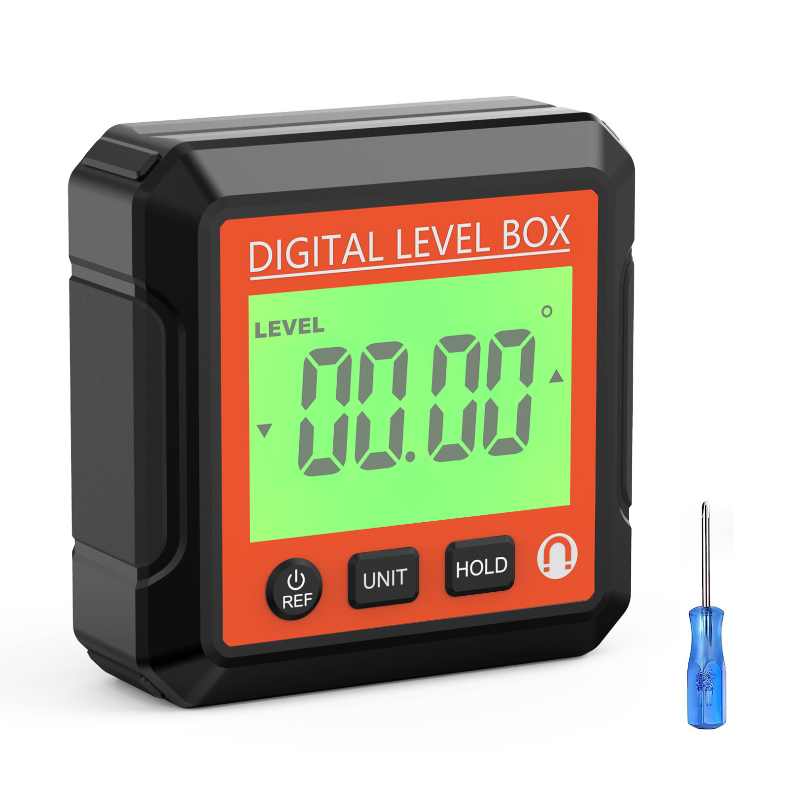 Digitaler Neigungsmesser Und Winkelmesser, Winkelmessgerät, Rot, Blasenfrei.