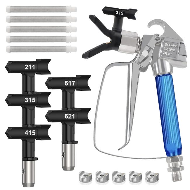 11-teiliges Zubehörset Für Airless-farbspritzpistolen Und -spritzgeräte, Inklusive Düsenschutz, Düsenköpfe Und Filter.