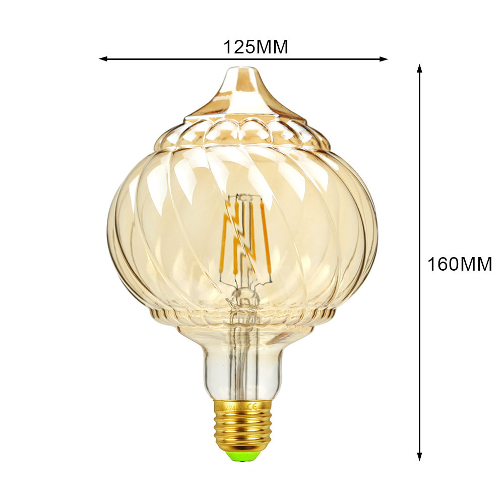 Retro-led-lampe, 4 W, Warmweiß (2700 K), Kristallkürbisform, Edison-schraubsockel, 220 V