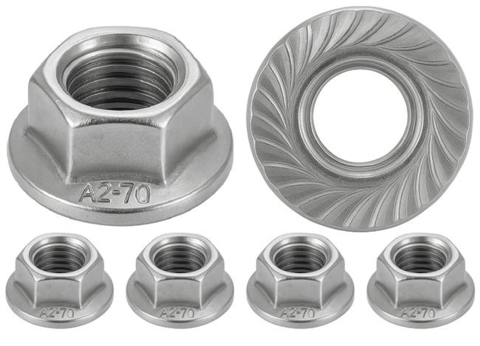 M10 Edelstahl-flanschmuttern Mit Verzahnung Unterlegscheibenmuttern Für Schrauben Mit 10 Mm Durchmesser 10er-packung