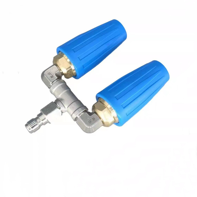 Edelstahl-wasserpistole Für Hochdruckreiniger, Doppeldüse, Mit Doppelturbinendüse, Blau.
