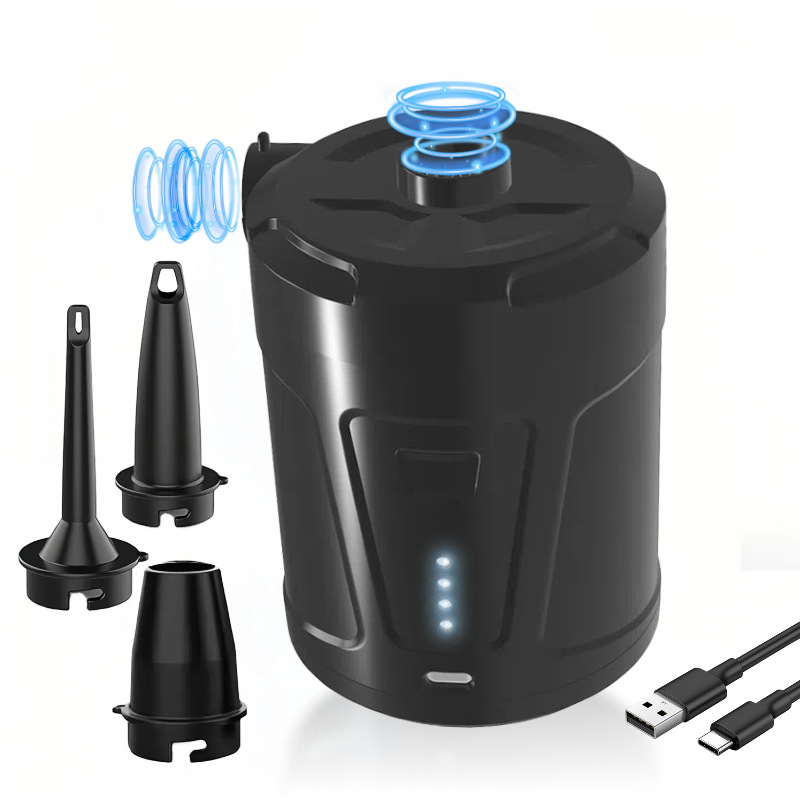 Elektrische Luftpumpe Mit 5200 Mah, Wiederaufladbarem Akku Und 3 Luftdüsen Für Schnelles Aufpumpen.