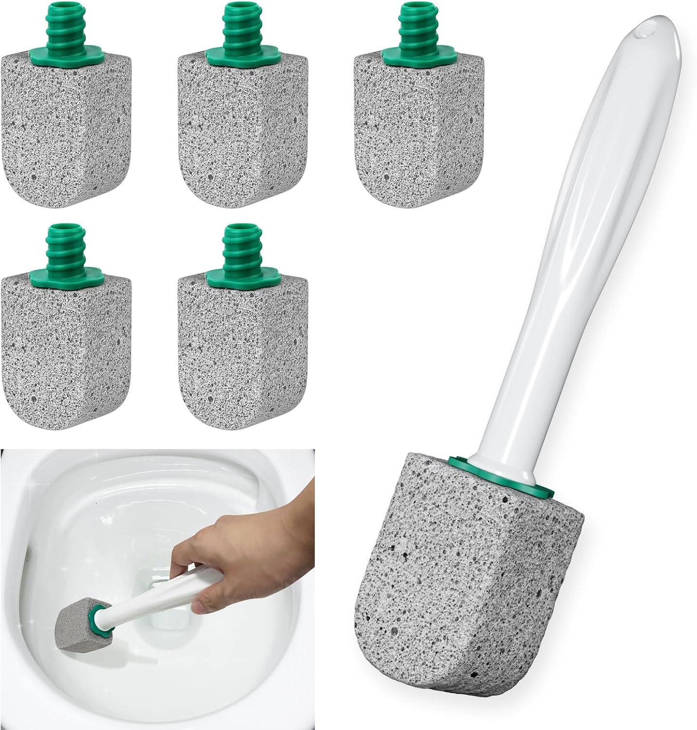 Wc-reiniger Mit Bimsstein Zur Entfernung Von Kalkablagerungen, Inklusive 1 Reinigungsstift + 5 Bimssteine.