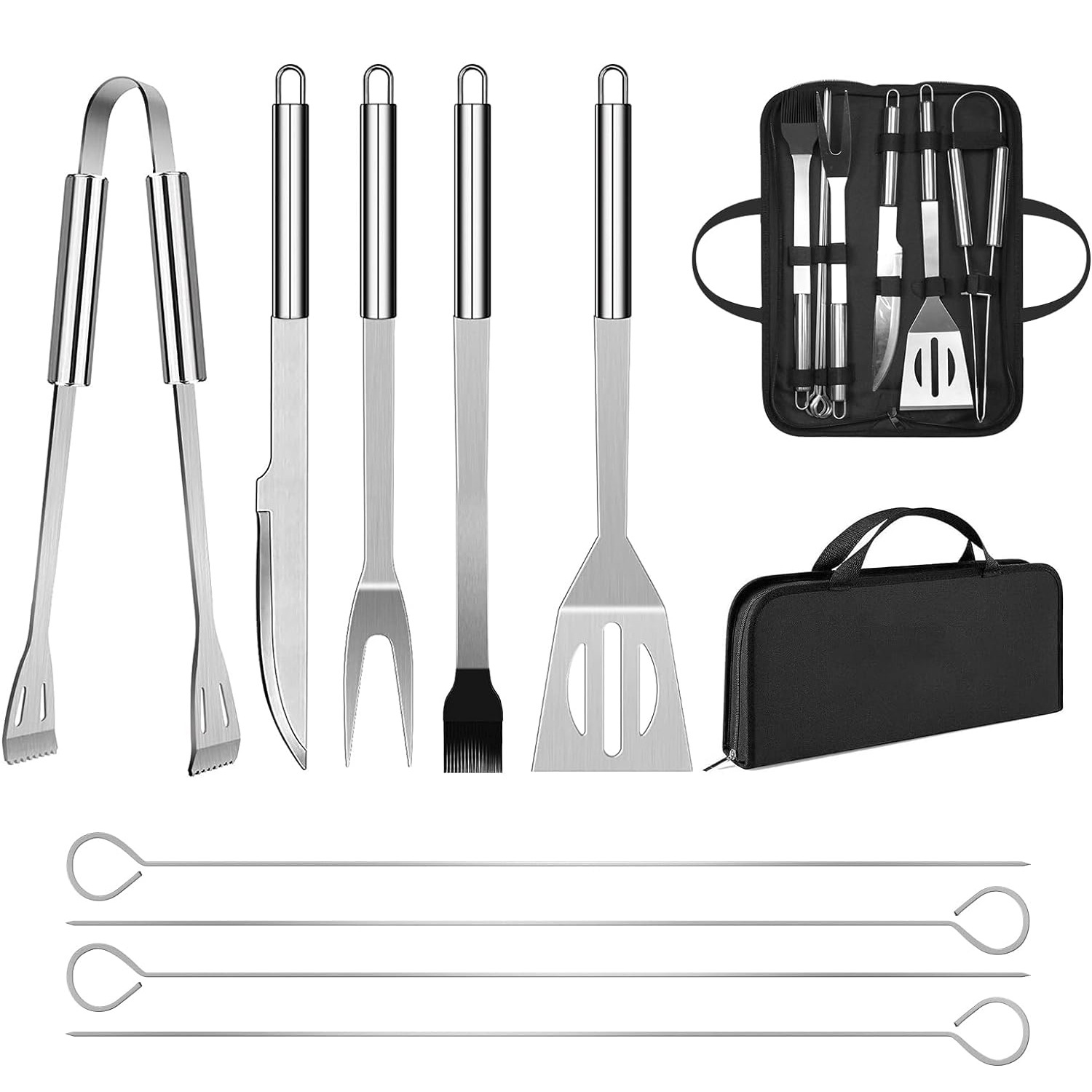 Professionelles Grillbesteck-set Aus Edelstahl Für Den Außenbereich Mit Praktischer Aufbewahrungstasche (9-teiliges Set)