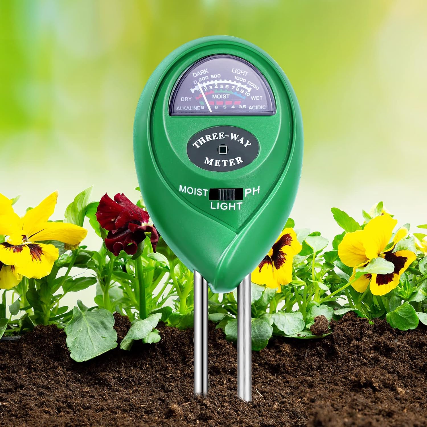 3-in-1 Bodentester, 3-in-1 Bodenfeuchtigkeits-/licht-/ph-tester, 3-in-1 Bodentest-set Für Pflanzen Und Blumen (batterien Nicht Erforderlich)