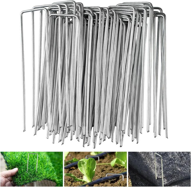 50 U-förmige, Verzinkte Stahl-gartenpfosten Mit Den Maßen 150 X 40 Mm Und Einem Durchmesser Von 3 Mm.
