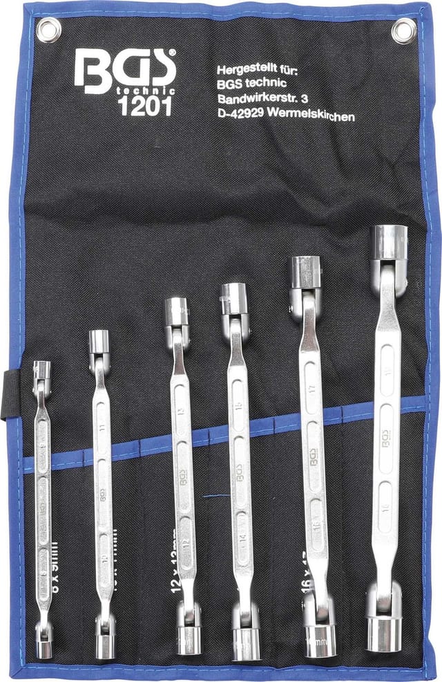 BGS Doppel-Ringschlüssel-Satz mit flexiblen Köpfen 6 teilig